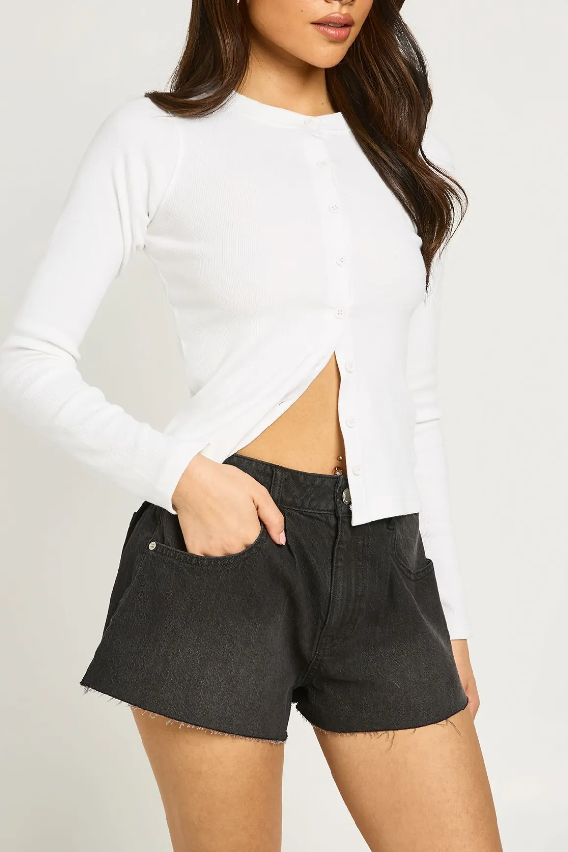 Short En Denim Large À Ourlet Évasé