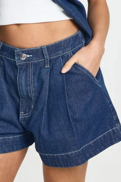 Short En Denim Plissé Évasé