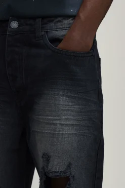 Short En Denim Rigide Coupe Décontractée Déchiré Extrême