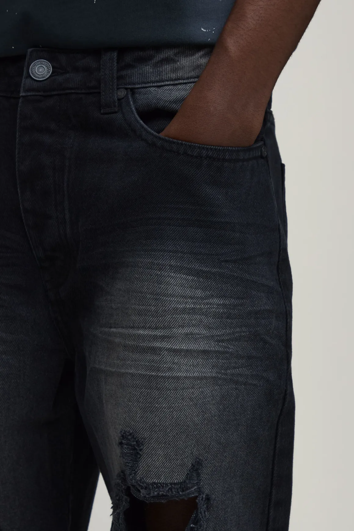Short En Denim Rigide Coupe Décontractée Déchiré Extrême