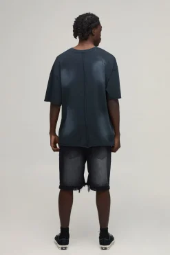 Short En Denim Rigide Coupe Décontractée Déchiré Extrême