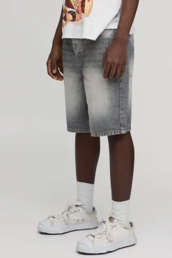 Short En Denim Rigide Coupe Décontractée