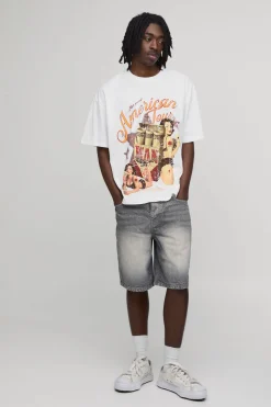 Short En Denim Rigide Coupe Décontractée