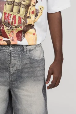 Short En Denim Rigide Coupe Décontractée