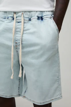 boohooMAN Short En Denim Stretch À Cordon De Serrage Prolongé<Homme Denim|Denim