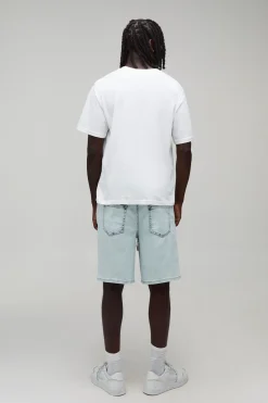 boohooMAN Short En Denim Stretch À Cordon De Serrage Prolongé<Homme Denim|Denim