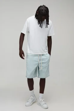 boohooMAN Short En Denim Stretch À Cordon De Serrage Prolongé<Homme Denim|Denim