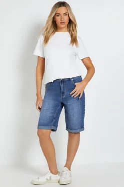Short En Denim Stretch À Revers