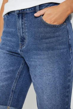 Short En Denim Stretch À Revers