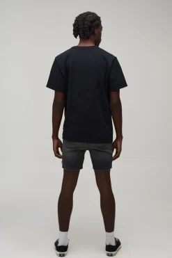 boohooMAN Short En Denim Super Skinny Biker Déchiré & Réparé Avec Éclaboussures De Peinture<Homme Denim|Denim