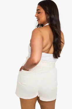 Short En Denim Taille Haute Paperbag Grande Taille