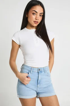 boohoo Short En Denim Taille Haute Sculptant Les Fesses<Femme Denim|Shorts