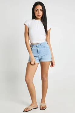 boohoo Short En Denim Taille Haute Sculptant Les Fesses<Femme Denim|Shorts