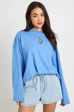 Short En Denim À Taille Élastiquée