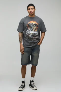 boohooMAN Short En Denim Teinté Coupe Décontractée<Homme Denim|Tout Afficher