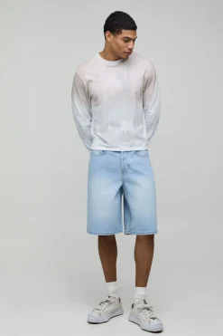 Short En Jean Avec Appliqué Croix Ornée De Strass