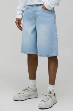 Short En Jean Avec Appliqué Croix Ornée De Strass