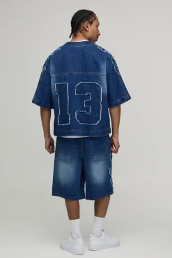 Short En Jean Avec Appliqué Parachute