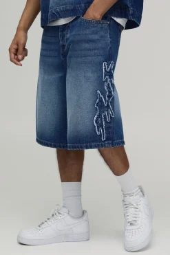 Short En Jean Avec Appliqué Parachute