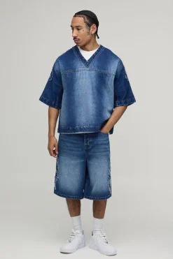 Short En Jean Avec Appliqué Parachute
