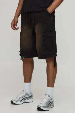 Short En Jean Cargo Baggy Avec Appliqué