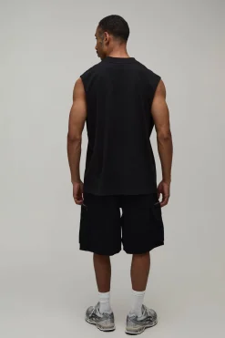 Short En Jean Cargo À Taille Élastiquée Avec Cordon De Serrage Prolongé Style Parachute