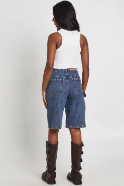 boohoo Short En Jean Clouté Taille Mi-haute<Femme Denim|Shorts