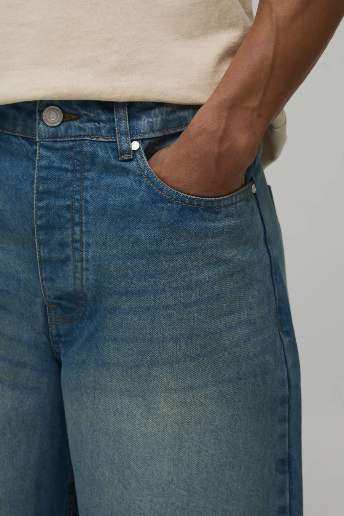 Short En Jean Coupe Décontractée Basique