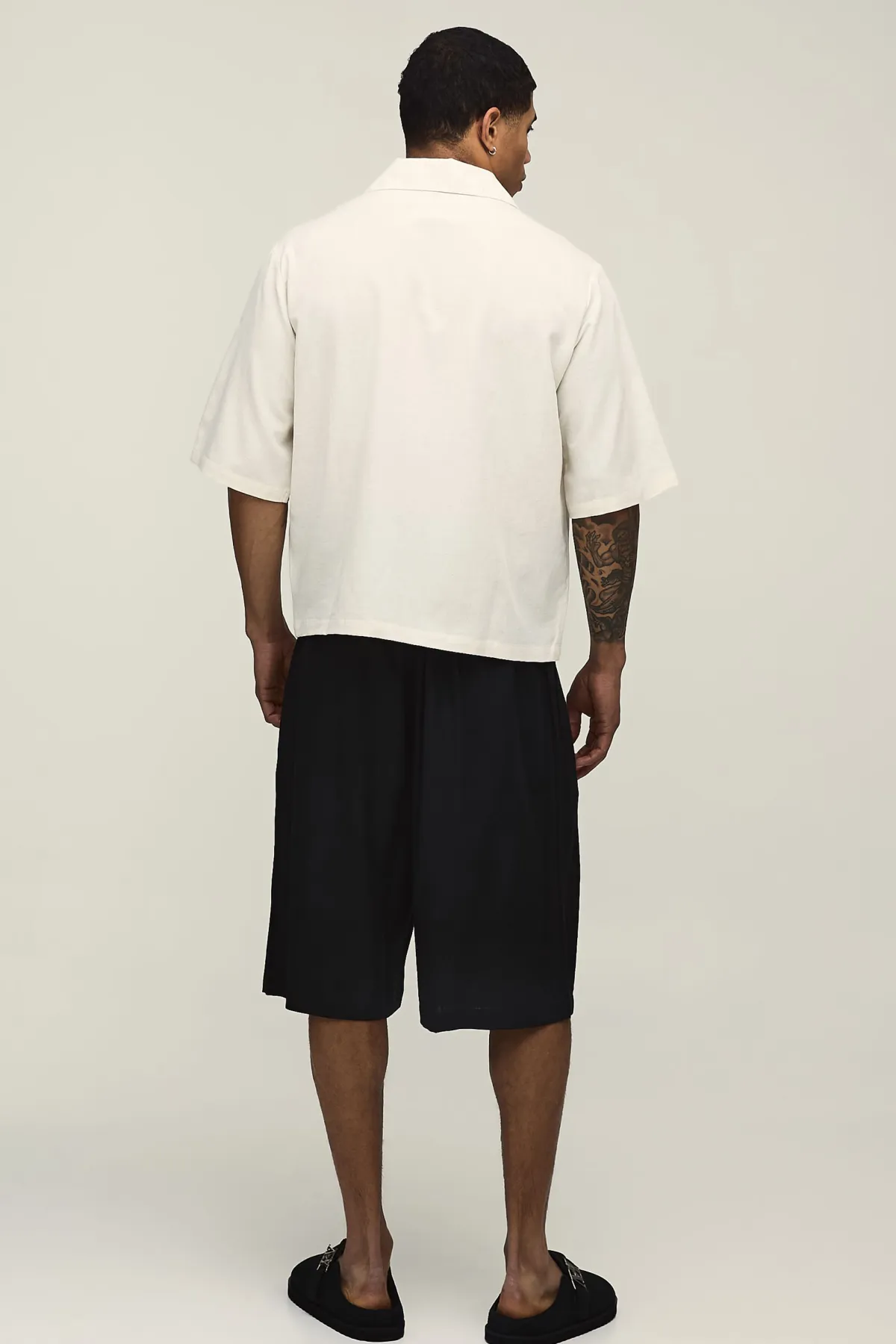 boohooMAN Short en Jean Coupe Décontractée Mi-Long Mélange Lin<Homme Jorts|Denim