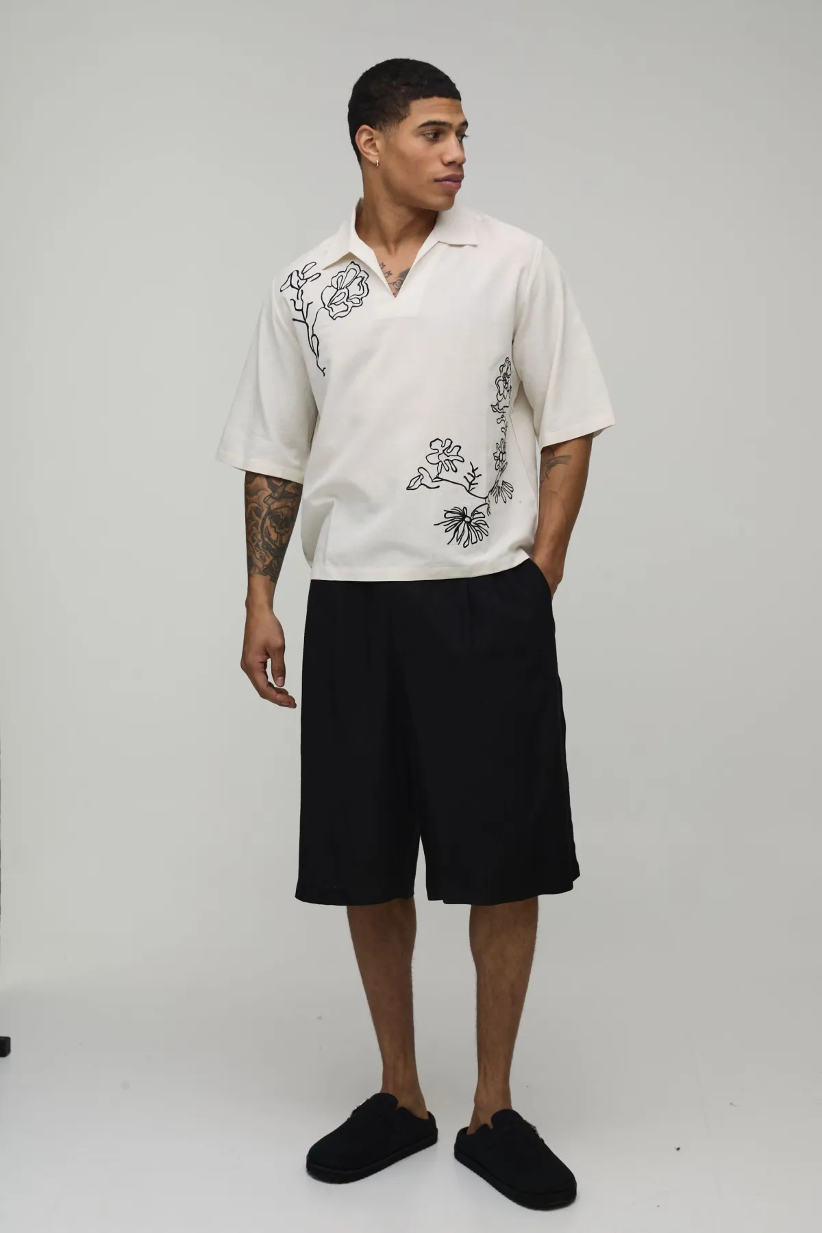 boohooMAN Short en Jean Coupe Décontractée Mi-Long Mélange Lin<Homme Jorts|Denim
