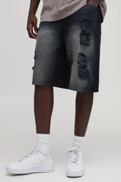 Short En Jean Déchiré Coupe Extrêmement Ample