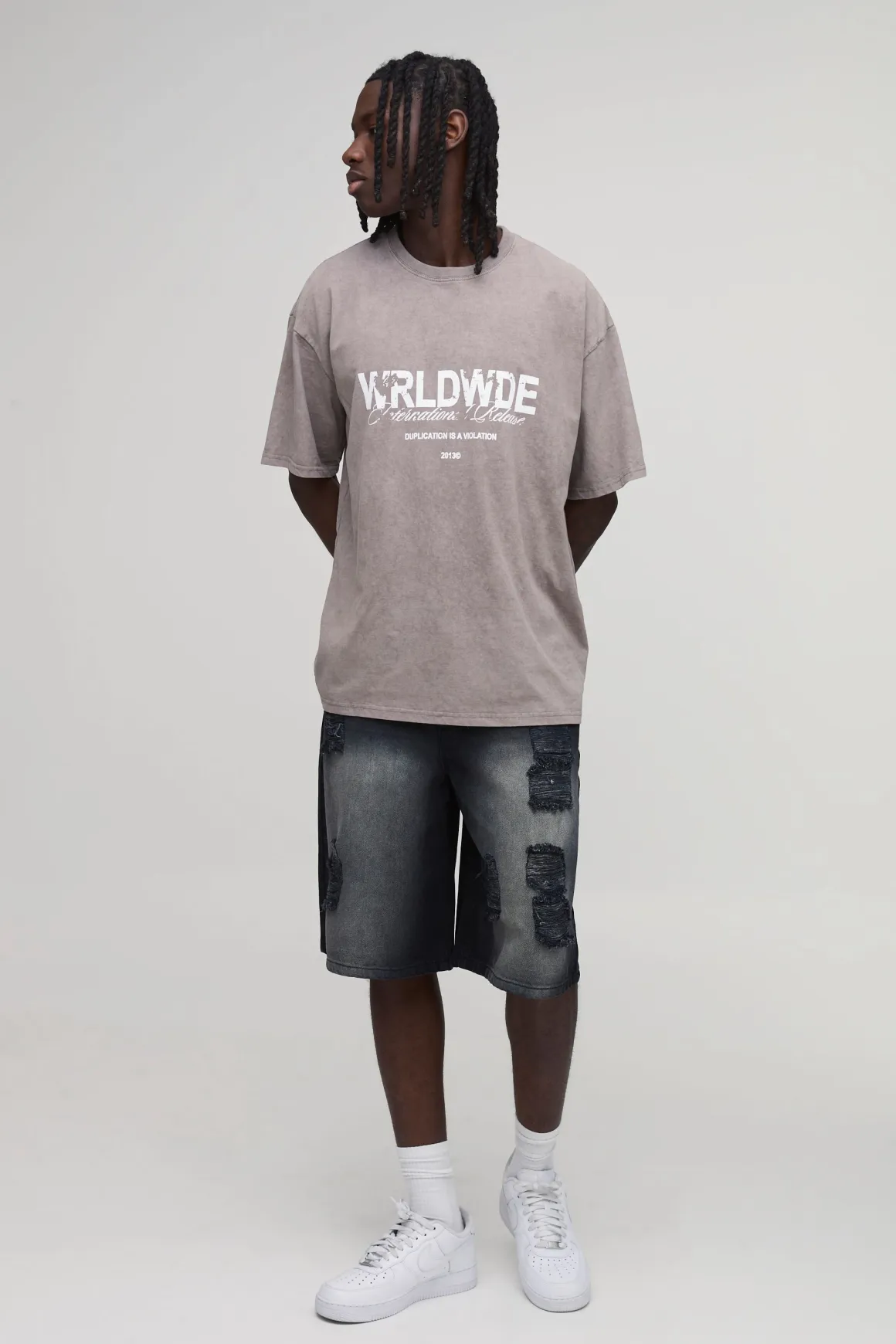 Short En Jean Déchiré Coupe Extrêmement Ample