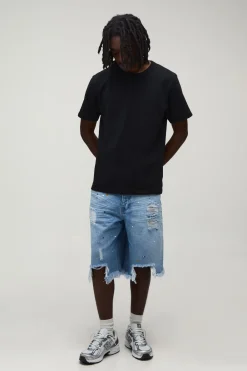 boohooMAN Short En Jean Déchiré Coupe Regular<Homme Jorts|Denim