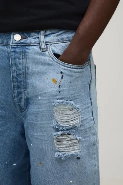 boohooMAN Short En Jean Déchiré Coupe Regular<Homme Jorts|Denim