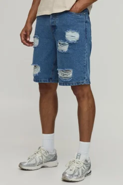 Short En Jean Déchiré Coupe Slim