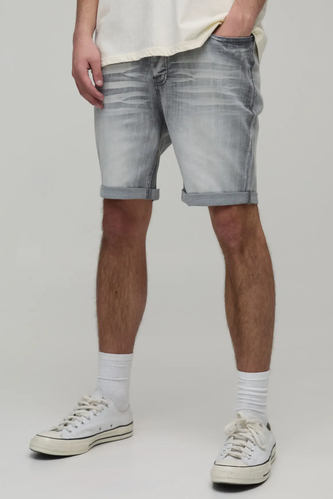 Short En Jean Déchiré Délavé Skinny Stretch