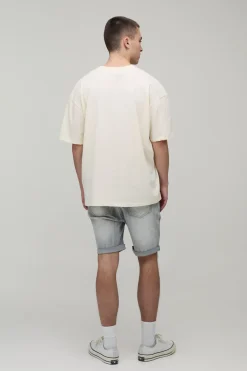 Short En Jean Déchiré Délavé Skinny Stretch