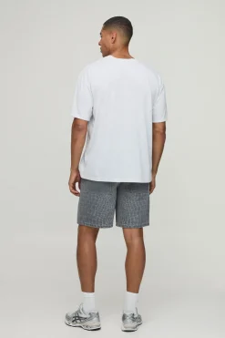 boohooMAN Short En Jean Décontracté À Imprimé Laser<Homme Denim|Nouveautés Grande Taille
