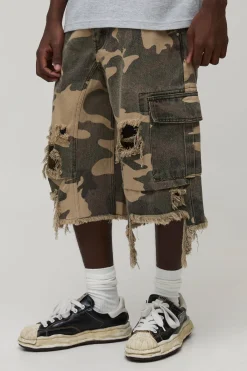 boohooMAN Short En Jean Délavé Effet Usé<Homme Jorts|Nouveautés Grande Taille