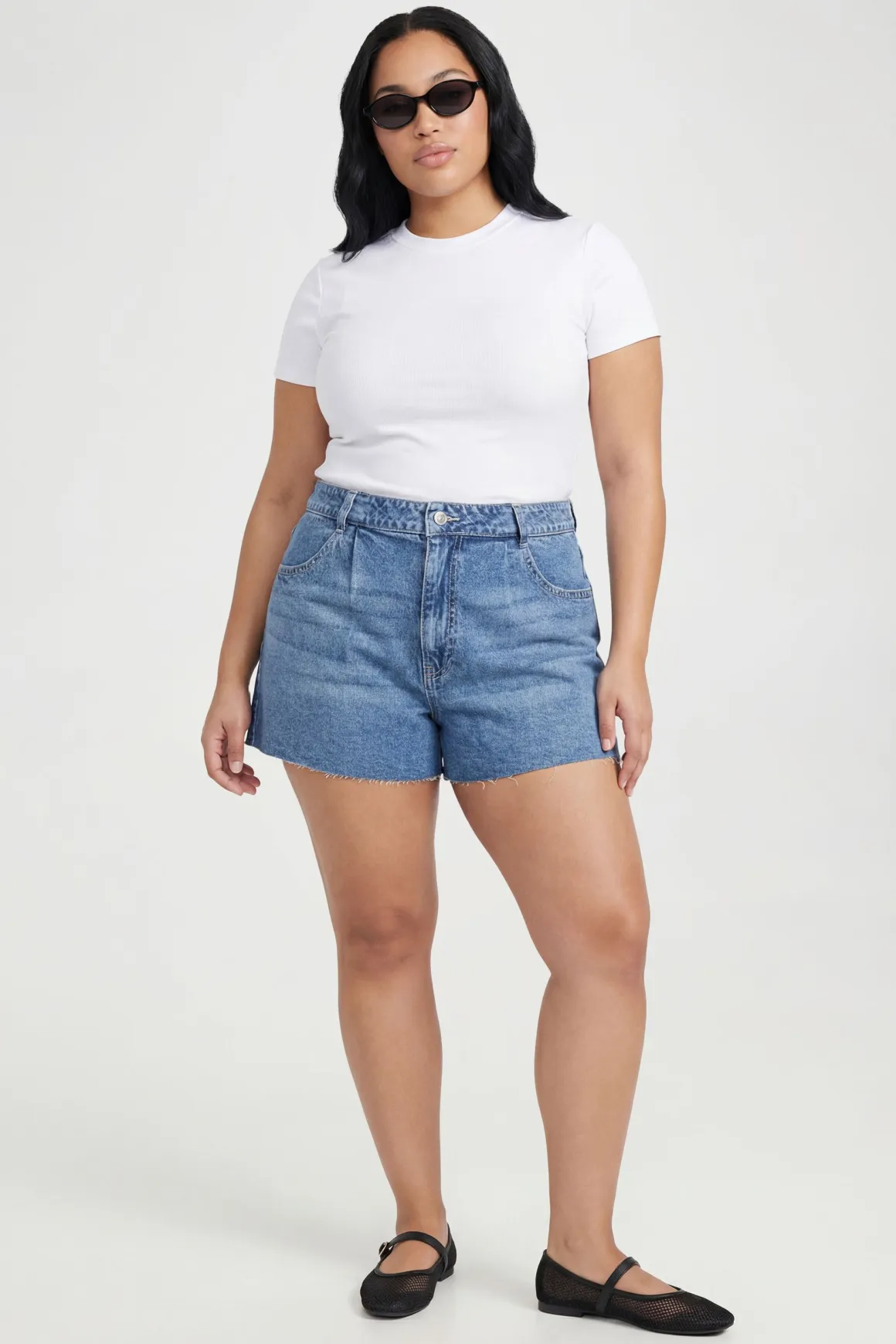 Short En Jean Grande Taille Jambe Large Et Évasée