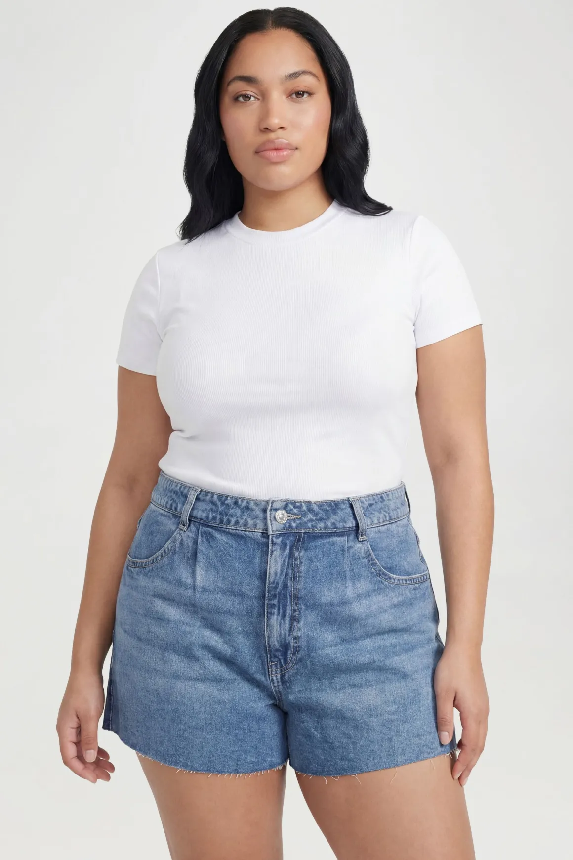 Short En Jean Grande Taille Jambe Large Et Évasée