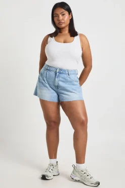 Short En Jean Grande Taille Jambe Large Évasée
