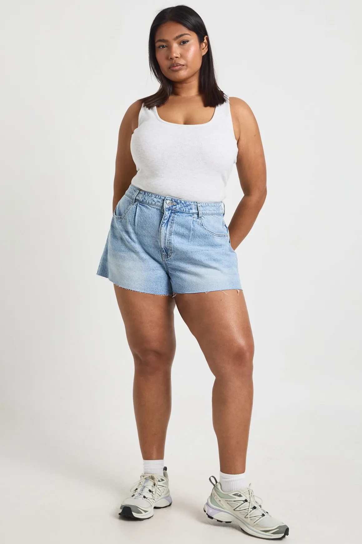 Short En Jean Grande Taille Jambe Large Évasée