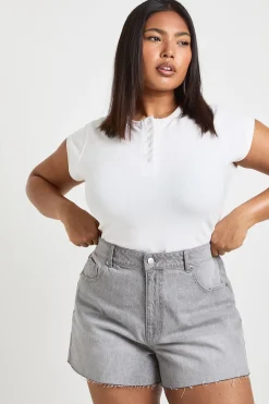 Short En Jean Grande Taille À Ourlet Brut
