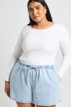Short En Jean Grande Taille Taille Élastiquée