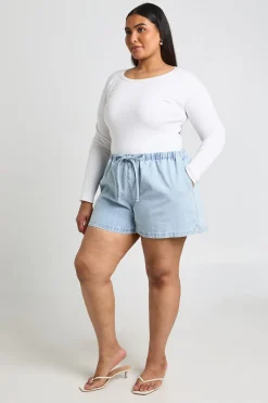 Short En Jean Grande Taille Taille Élastiquée