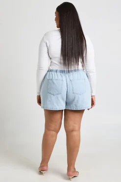 Short En Jean Grande Taille Taille Élastiquée