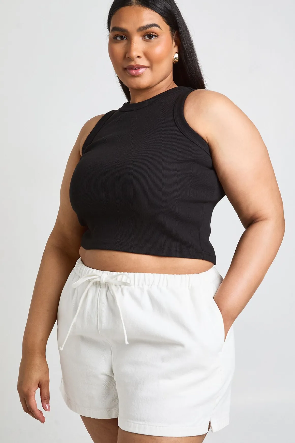 Short En Jean Grande Taille À Taille Élastiquée