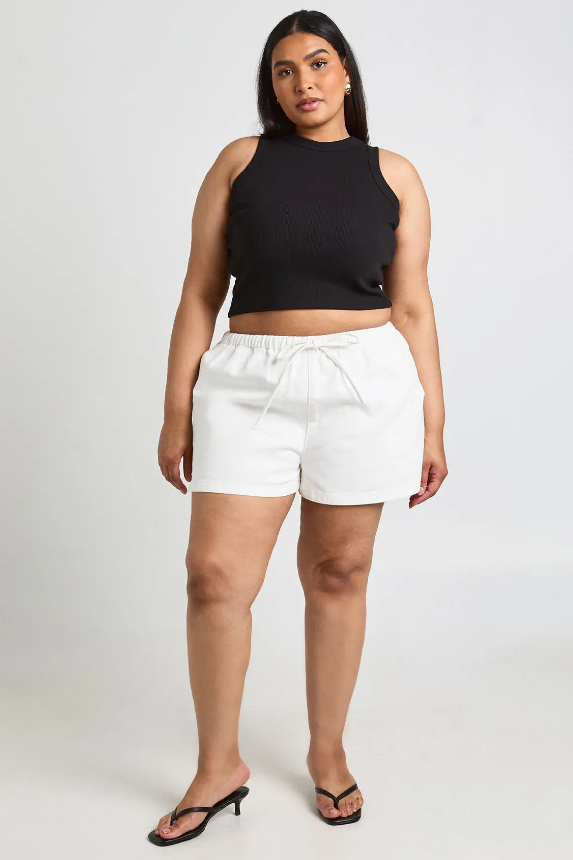 Short En Jean Grande Taille À Taille Élastiquée