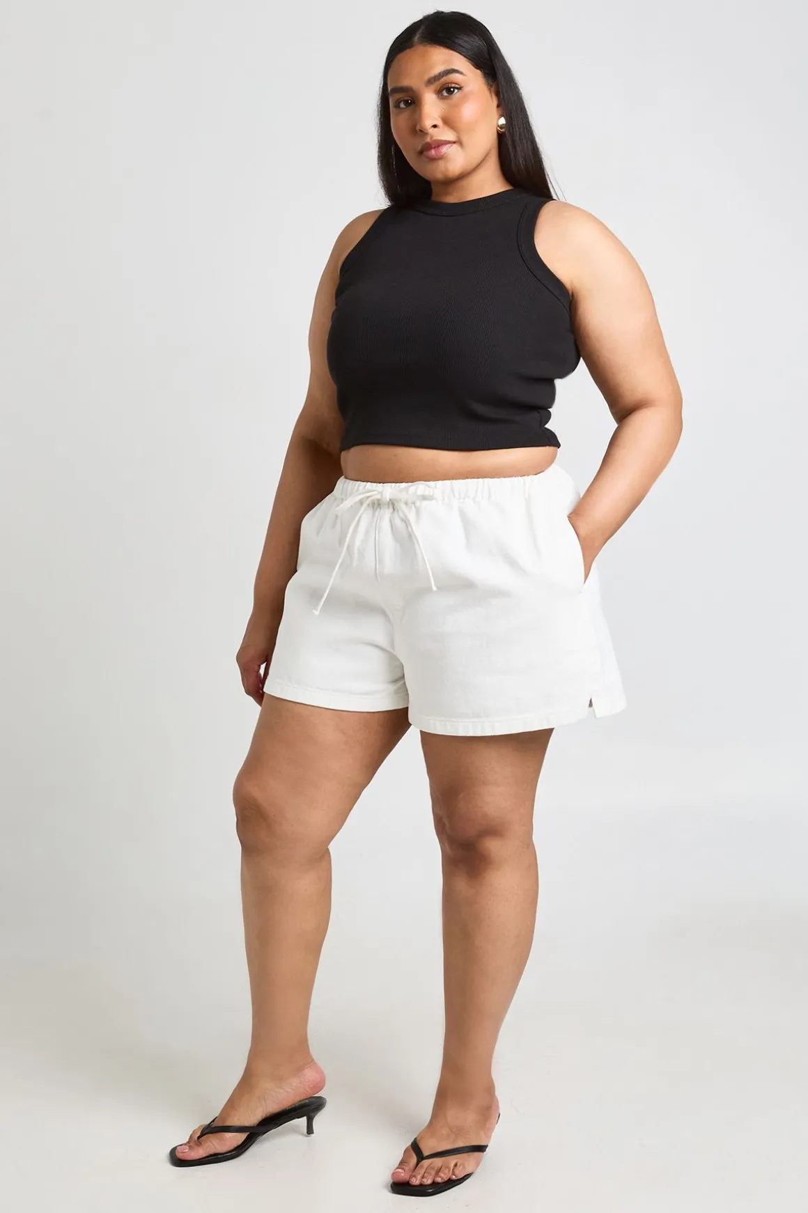 Short En Jean Grande Taille À Taille Élastiquée